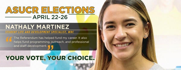 HESSR helped fund Nathaly Martinez's career as a Student Life and Development Specialist for UCR's Women's Resource Center